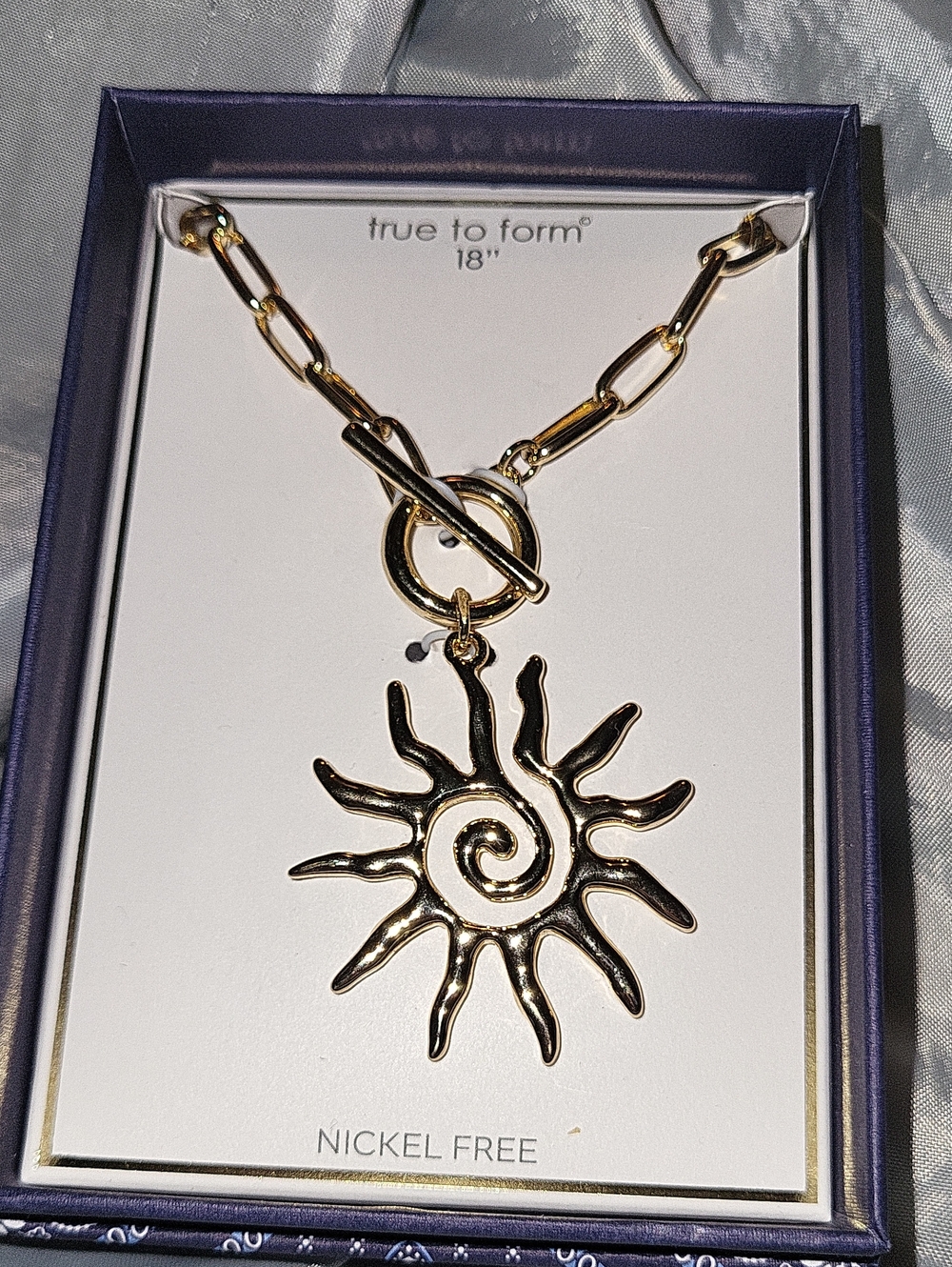 True To Form Gold Sunburst Toggle Necklace - 18" Sun M Te